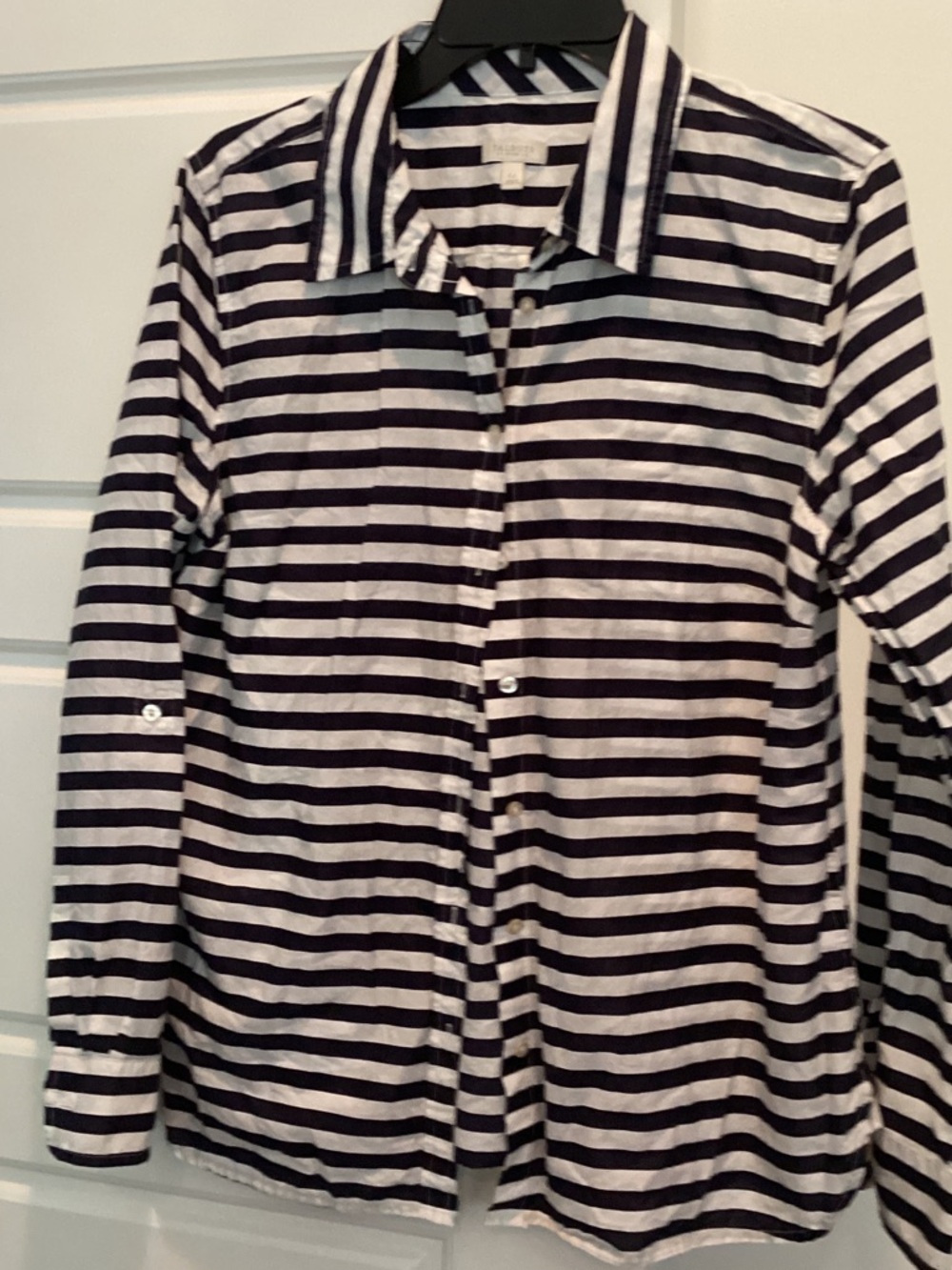 Striped Black & White Men’s Button-Up Shirt